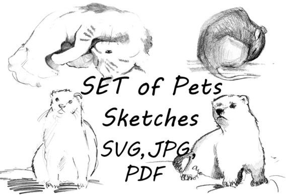Download Set of Simple Pencil Sketches Pets - Simple Collection