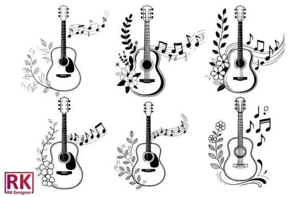Download Floral Guitar Vector Art Boho SVG Bundle - Vector Collection