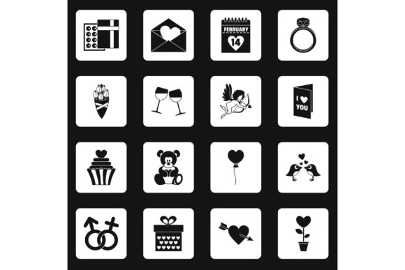 Download Saint Valentine Icons Set Squares Vector - Vector Collection