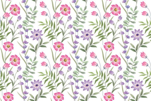 Download Watercolor Flowers Vector Pattern. - Vector Collection
