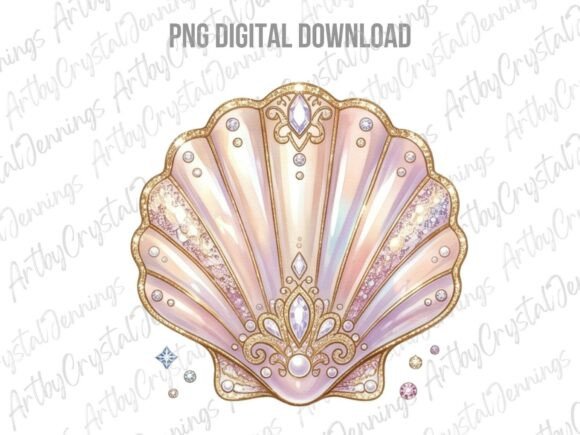 Download Pastel Glitter Mermaid Seashell PNG - Seashell Collection