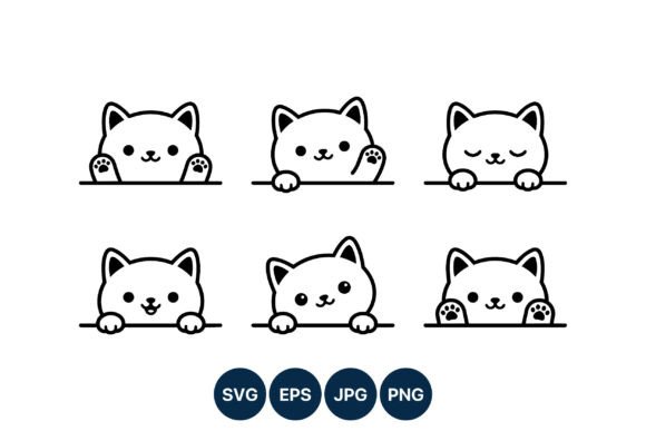 Download Cute Cat Facial Expressions Vector Art - Vector Collection