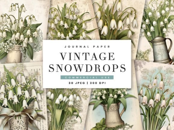 Download Vintage Snowdrops Decorative Paper Pack - Snowdrops Collection