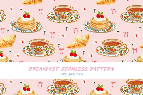 Download Cute Breakfast Seamless Vector Pattern - Vector Collection