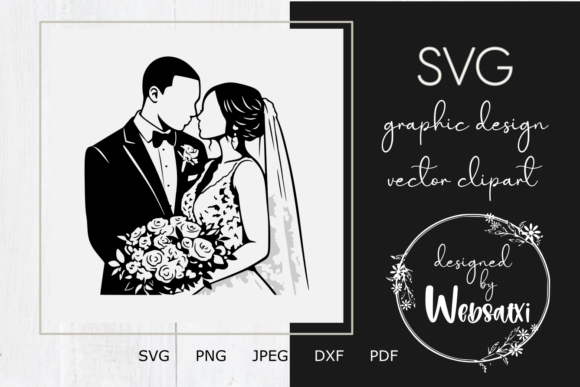 Download Bride and Groom Embrace Vector Clipart - Vector Collection