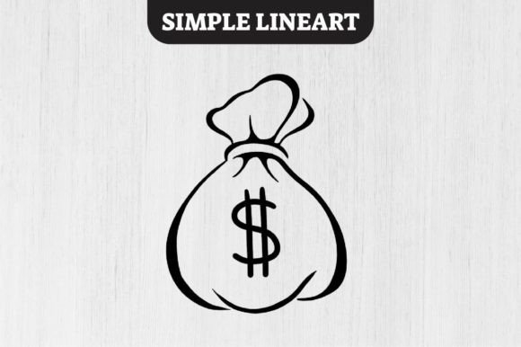 Download Simple Lineart Vector - Bag of Money - Vector Collection